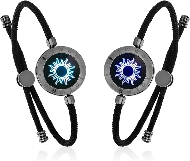 TOTWOO Sun and Moon Long Distance Touch Bracelets for Couples