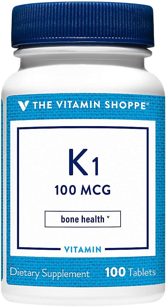 The Vitamin Shoppe Vitamin K1 100 mcg Daily Vitamin Supplement Once Daily (100 Tablets)