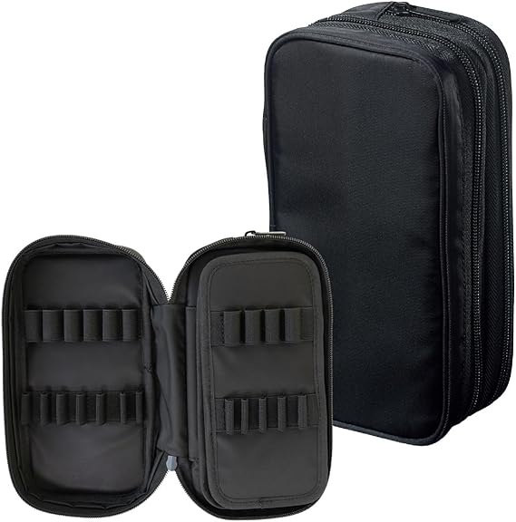 Lihit Lab XCOA Spread Double Pen Case, Jet Black, A3801-24