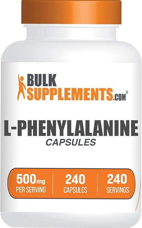 L-Phenylalanine Capsules - Phenylalanine Supplement, L-Phenylalanine 500mg - Gluten Free, 1 Capsule per Serving, 240 Capsules (Pack of 1)