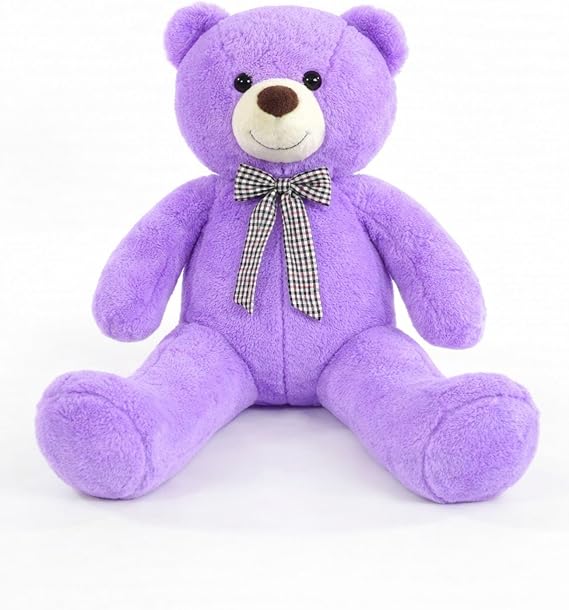 90 cm Plush Teddy Bear with Colorful Bow Ties - 100% LOCAL Lilac