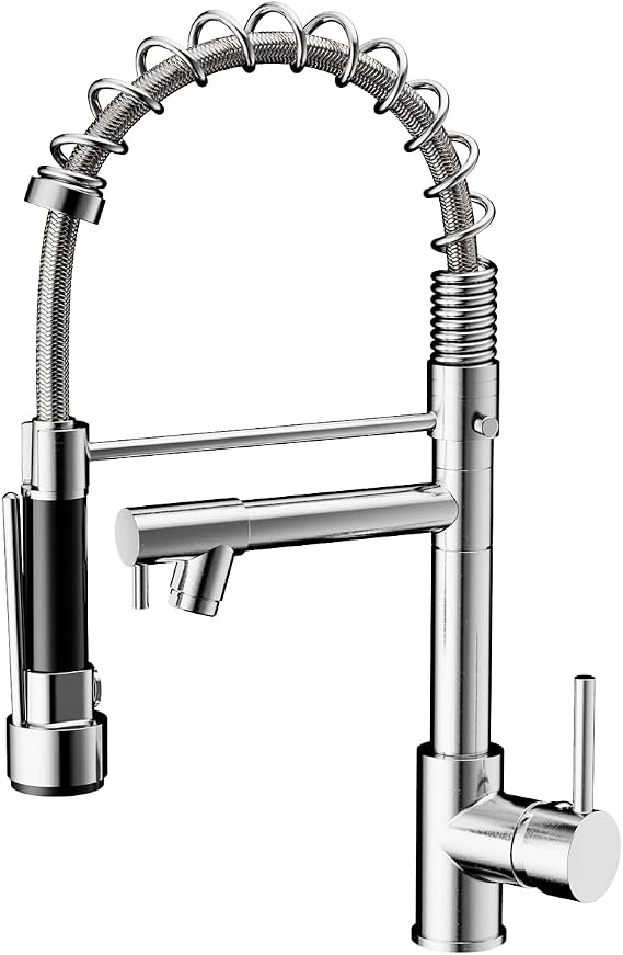 Cobbe Kitchen Tap, Spring Kitchen Sink Mixer Taps with Two Spouts