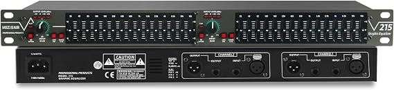 Graphic Equalizer 15-Band Stereo EQ for Home Audio, Dual Channel Professional DJ Equalizer, Noise Reduction 1U Rack Mount (EQ-215)