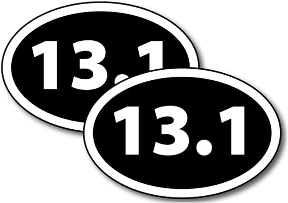 Magnet Me Up 13.1 Half Marathon Inverted Black Oval Magnet Decal, 4x6 Inches, Heavy Duty Automotive Magnet for Car Truck SUV, 2 Pack