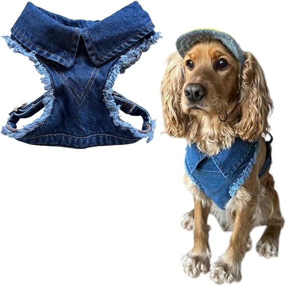 Lokum Denim Dog Harness No Pull Adjustable Dog Vest, Soft & Comfortable Harness for Small to Medium Dogs