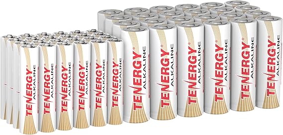 Tenergy 24 Pack AA and 24 Pack AAA 1.5V Alkaline Batteries, High Performance AA/AAA Non-Rechargeable Battery for Clocks, Remotes, Toys & Electronic Devices, Household Batteries