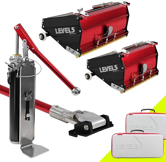 Flat Box Combo Set, MEGA Capacity - LEVEL5 | Pro-Grade | 7/10" MEGA Flat Boxes, 42" Box Handle, Compound Pump + Filler | Sheetrock Gyprock Wall Board | 4-614