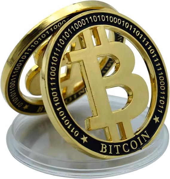 Gold Plated Bitcoin Commemorative Coin Cut Out Fiat, Keep The B! Crypto Collectors Edition with Binary Code
