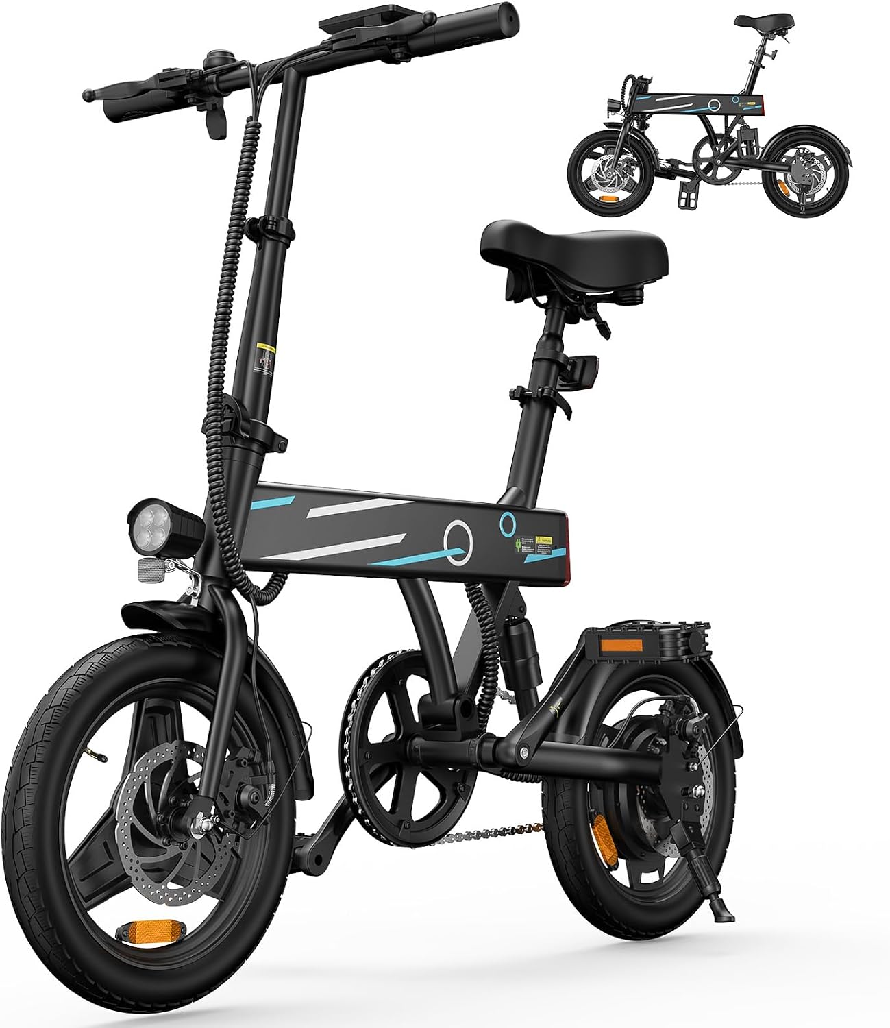 Commuter Electric Bike for Adults, 650W Motor, 20 mph Folding Ebike, 14 City Adult Electric Bicycles with 280.8Wh Battery, 30-Mile PAS Range, Mini E-Bikes for Teens, UL 2849