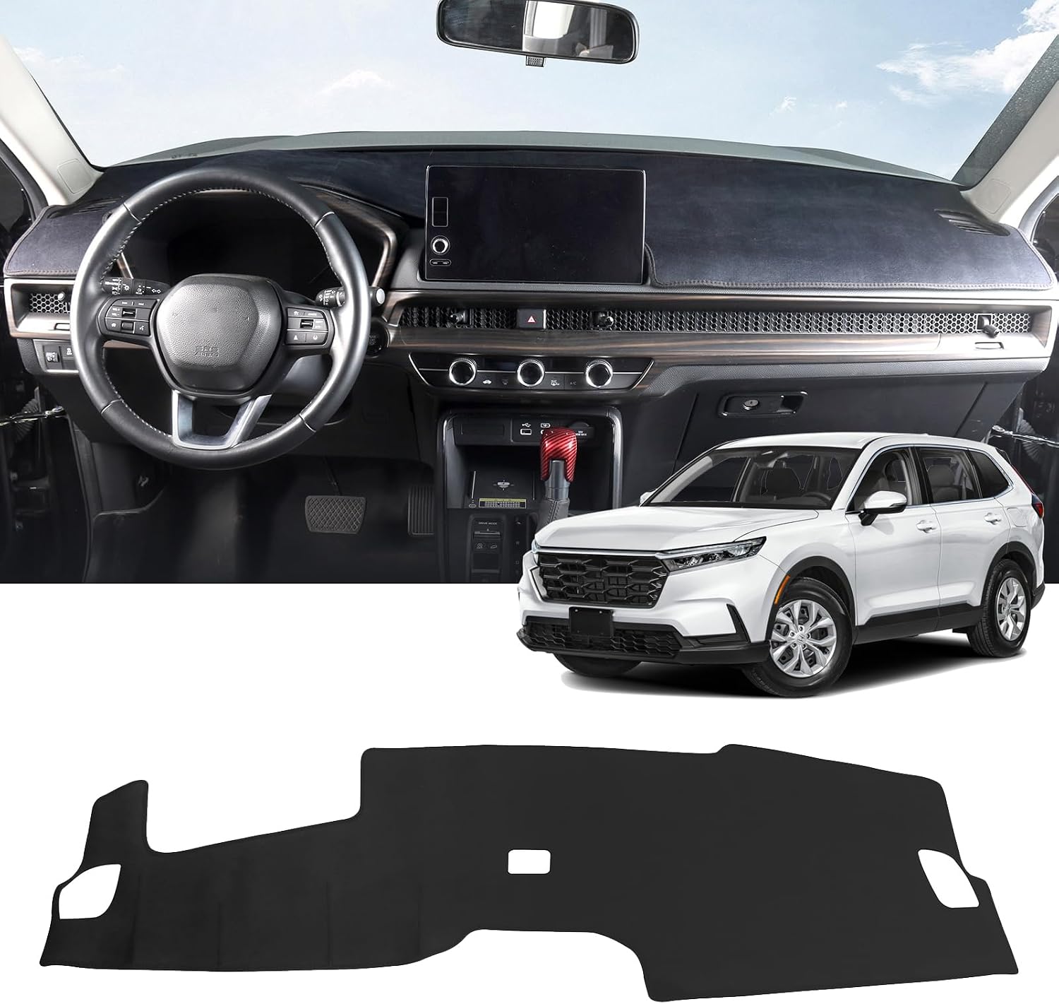 Dash Cover for Honda CRV 2023 2024 2025 2026 Hybrid Include HEV Accessories Flannel Dashboard Cover Dash Mat Center Console Cover Sunshield Protector Pad with HUD