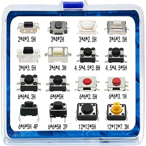 SMD/Plugin Micro Momentary Tactile Push Button Switch Tact Assortment Kit