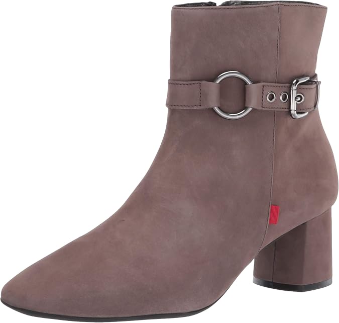 Marc Joseph New York Women's Genuine Leather Block Heel With Buckle Detail Madison Bootie