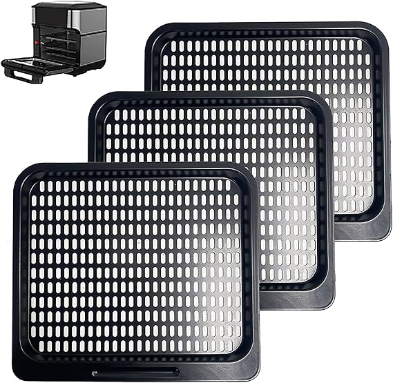 Instant Vortex Plus 10 Quart Cooking Trays - 3 Piece Non-Stick Replacement Mesh Cooking Rack for Power XL Chefman Innsky CROWNFUL 10.6 Quart Air Fryer Oven