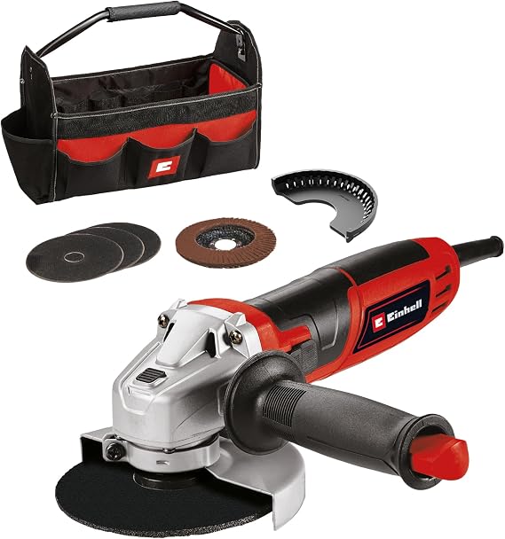 Einhell Palm Grinding TC-AG 125/850 Kit (850 W, 12000 rpm, max cutting depth 28 mm, max disc diameter 125 mm, including 3 cutting discs, 1 lamellar sanding plate and 1 Einhell bag) - 4430977