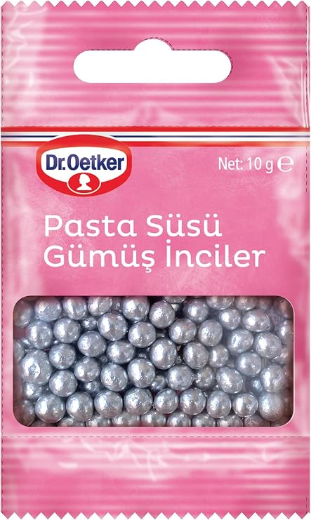 Dr. Oetker Dekor Pasta Süsü, Gümüş İnci 10 gr x 1 Adet