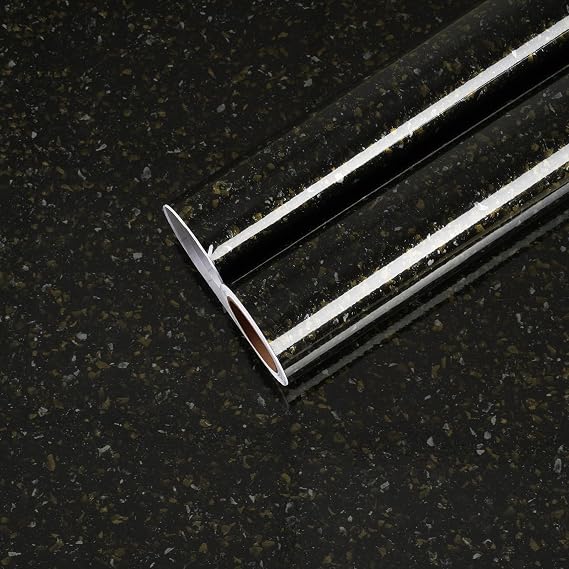 CHIHUT Black Gold Granite Contact Paper Peel and Stick Countertops for Kitchen Waterproof Marble Wallpaper Self Adhesive Granite Countertop Contact Paper for Cabinets Counters Desk Cover 17.7''x100''