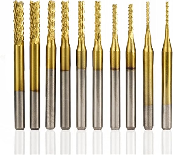 10pcs Carbide End Mill Cutter 0.5-3.175mm PCB Milling Set Nano Coated Corn for Machine CNC Cutting Tool(10pcs 1.4mm)