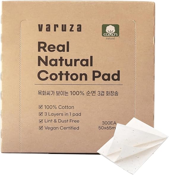 Premium Real Natural Cotton Pads for face Lint Free 3 Layers Cotton Squares for Makeup Removal, DIY Toner Pads, Nail - 100% Cotton Face Pads 300 Count