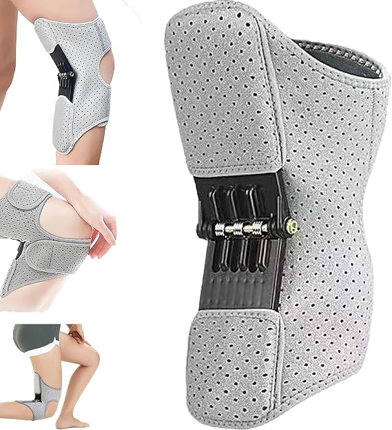 Knee Assistive Device, Knee Protection Booster, Knee Immobilizer, Knee Booster Brace Joint Support Spring Stabilizer, Knee Brace for Relieve Pain, Knee Pads for Sports (1Pcs,Gray)