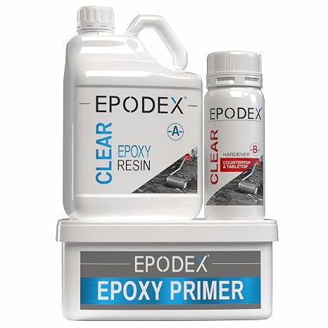 EPODEX Table Top Epoxy Resin, Solid - Silver Gray - 4.95gal | Epoxy Countertop Kit for Kitchen Counters, Tables & Bar Tops with Crystal-Clear Finish - 107 sqft