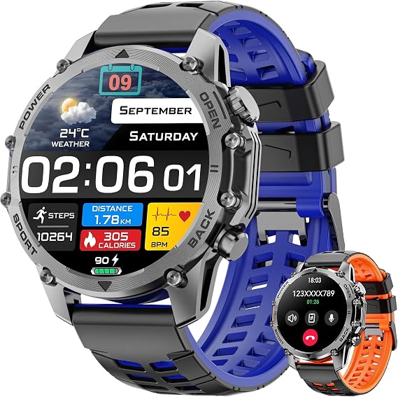 Hwagol Smart Watches for Men (Call/Notification),1.52''HD Military Smart Watch with Heart Rate/Sleep Monitor/Pedometer for Android and iOS,DIY Design Fitness Tracker,1 Pack with 2-Piece Look Set