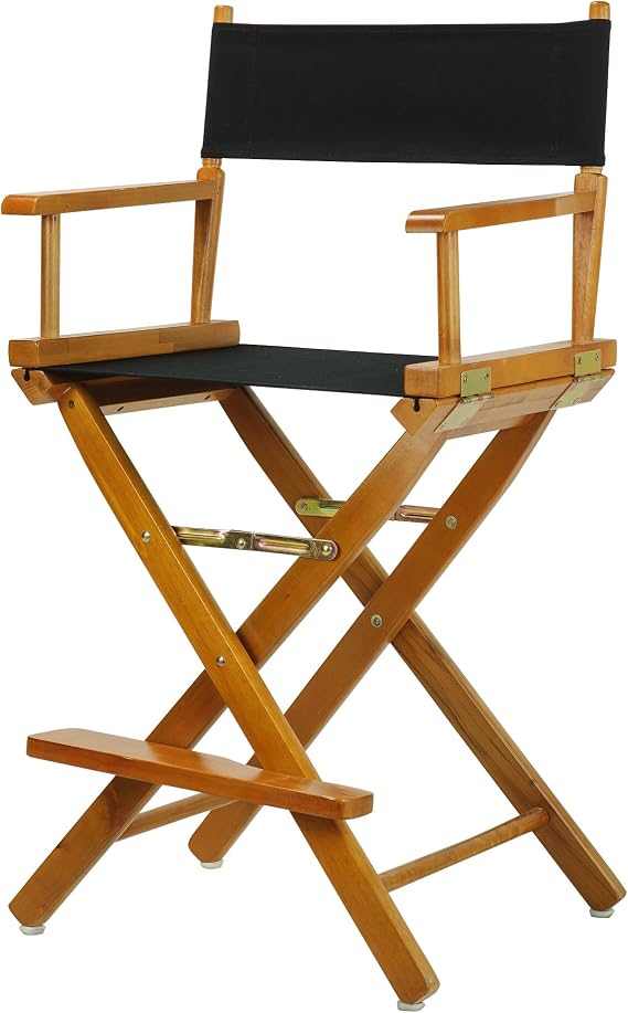 Casual Home Director's Chair ,Honey Oak Frame/Black Canvas,24" - Counter Height