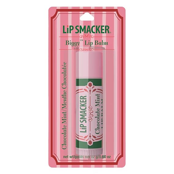 Lip Smacker Holiday Biggy Lip Balm, Moisturizing, Nostalgic, Collectible Lip Care, Fun Holiday Gift & Stocking Stuffer - Chocolate Mint Flavor