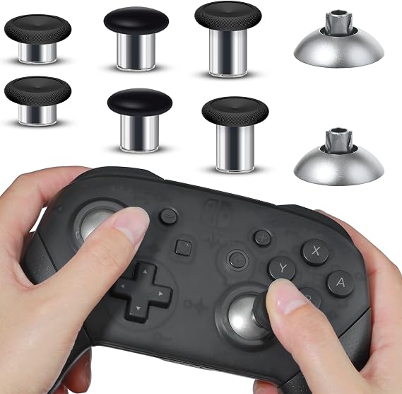 Controller Metal Thumbsticks Replacement for Nintendo Switch Pro Controller 8 in 1 Swap Magnetic Analog Thumb Sticks Set Joystick Parts Repair Accessories Kit