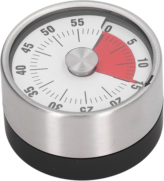 Mechanical Timer, Magnetic Kitchen Timer, 60 Minute Countdown Timer Visual Timer for Cooking, Baking, Working, Classroom, Time Management Tool with Alarm Sound & Stainless Steel