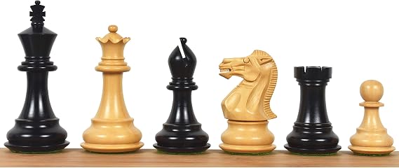 ROYAL CHESS MALL Professional Staunton Chess Pieces Only Chess Set, Ebonized Boxwood Wooden Chess Set, 3.6-in King, Tournament Chess Set, Weighted Chess Pieces (2.2 lbs)