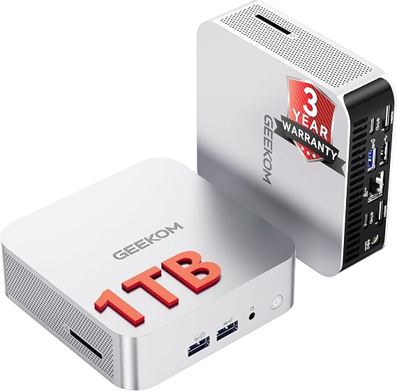 GEEKOM 2026 Business Bulk Choice Mini PC A7 with AMD Ryzen 5 7535HS | 16GB DDR5&1TB SSD (Expandable)Home|Office|Daily Work Desktop Mini Computers,3 Years Quality Supports|USB4|8K|SD