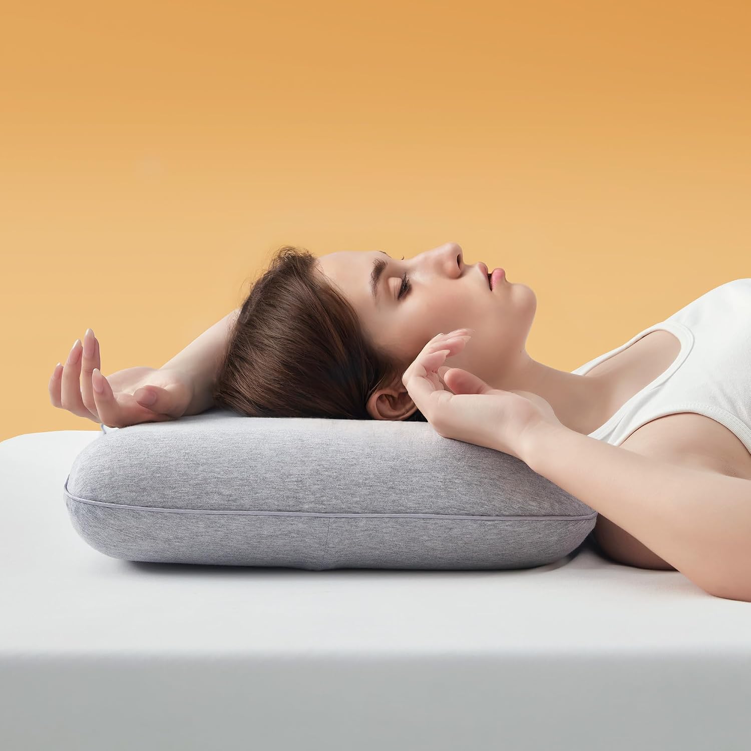 Sonive Memory Foam Pillow, Pillow for Stomach, Back and Side Sleeper, Cooling Bed Pillow 60x40x10cm Grey