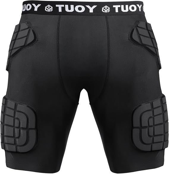 TUOY Adult Padded Compression Shorts 5-Pad Football Girdle Hip Thigh Protector