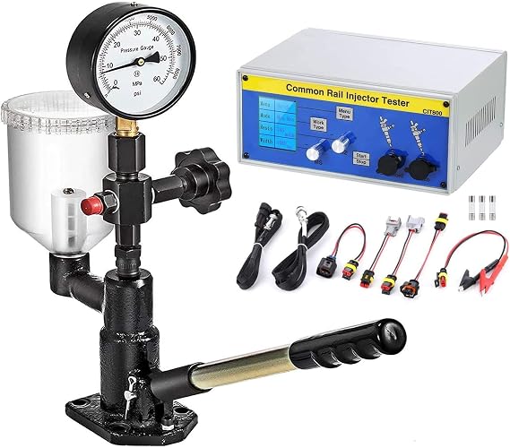CR-C Multifunction Diesel Common Rail Injector Tester + S60H Nozzle Validator,with Dual Scale Gauge Common Rail Pressure Tester Repair Tool for Automobiles Tractors