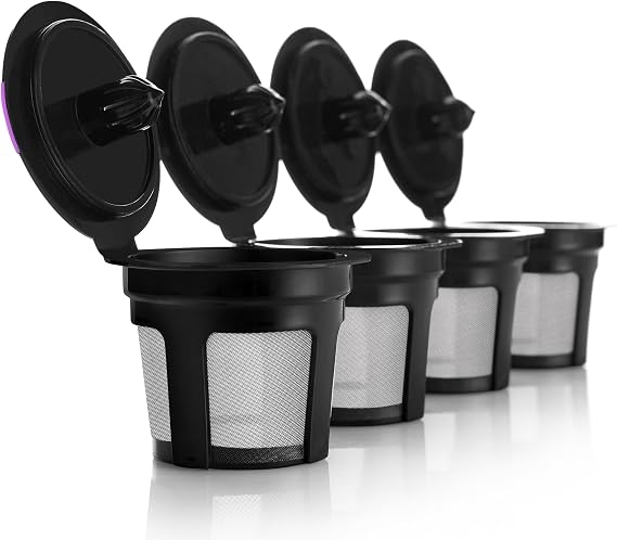 4 Reusable K Cups for Keurig Coffee Makers BPA-Free Refillable Coffee Pods Compatible with K-Classic, K-Elite, K-Express, K-Compact and K-Select (Not for MultiStream)