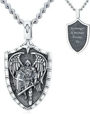 WINNICACA 925 Sterling Silver Patron Saint Amulet Necklace for Men Women Protection Medal Jewelry Birthday Valentines Day Gifts for Men Husbandwith Gift Box