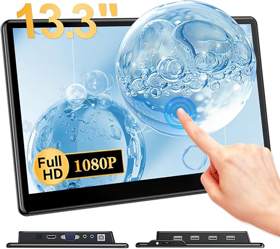 13.3'' Portable Touch Screen Monitor,HDMI VGA USB-B for PC MacBook (dark)