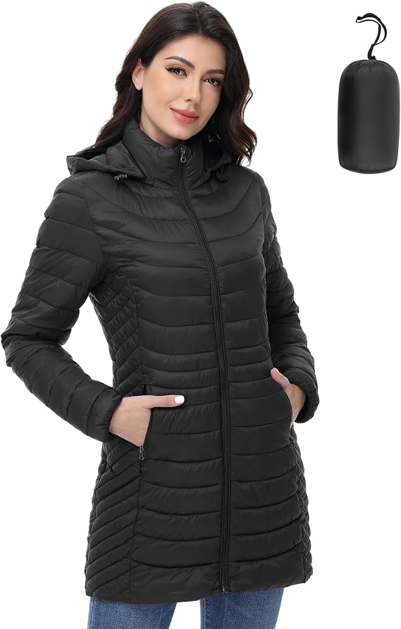 MIDNIGHTSUN Womens Packable Lightweight Warm Puffer Jacket