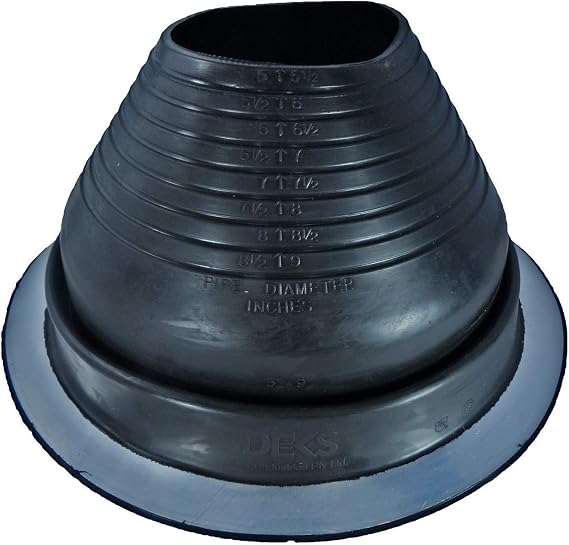 DEKTITE #6 - DF106B - ROUND Black EPDM flexible Pipe Flashing, Roof Jack, Pipe Booting Flashing (for OD pipe sizes 5"- 9")