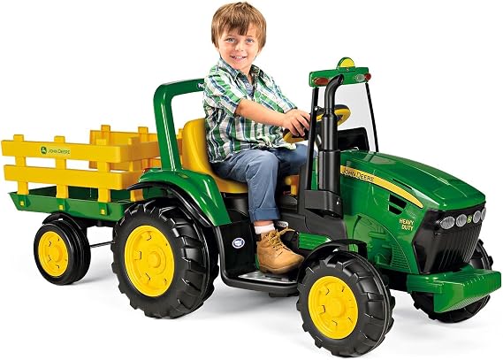 Peg Perego John Deere Heavy Duty Tractor Extra-Large 12 Volt Ride on Tractor for Kids Ages 3-7