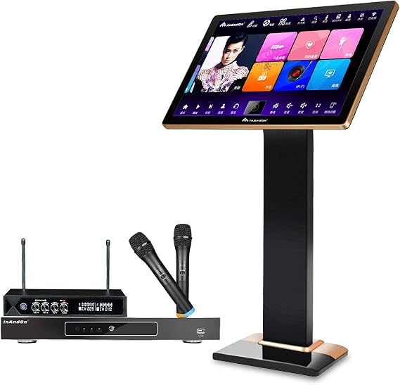 InAndon KV-V5 Pro Karaoke Player, 22'' Capacitive Touch Screen Intelligent Voice Keying Machine Online Movie Dual System Coexistence Real-time Score (KV-V5 Pro+6TB HD with 22" Touch Screen)