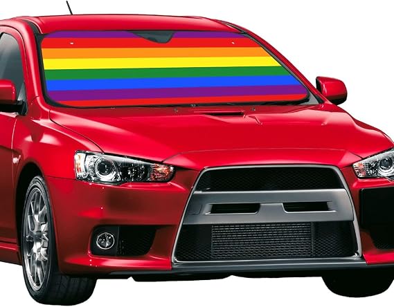 Rainbow Windshield Sun Shade, Reflective Bubble Aluminum Car Visor, Universal Fit Car Accessories for Front Window