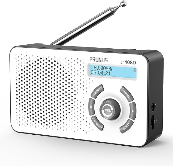 Prunus J-408 FM DAB Plus Radio with Bluetooth 5.3 Dual Alarm/Sleep Timer