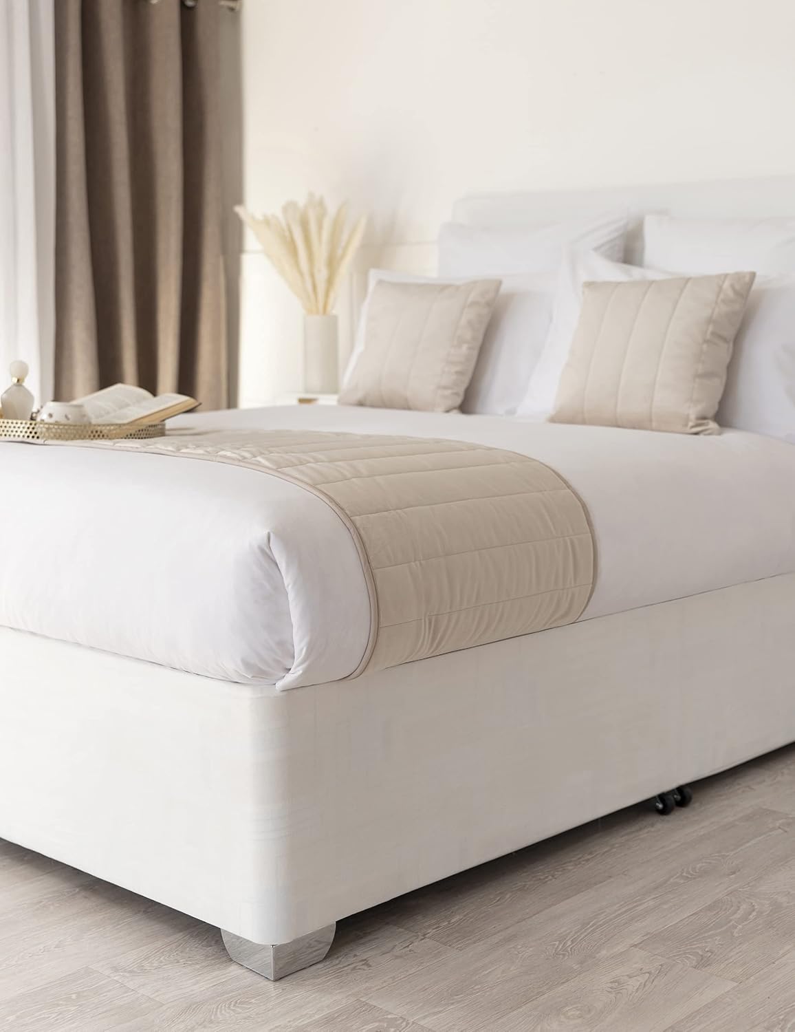 Belledorm 19" Extra Deep Base Wrap Valance Sheet - Transforms a drab looking bed base divan - Luxury Faux Suede Off White, King