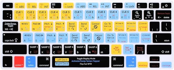 Keyboard Cover US Layout for MacBook Air Pro 13"15" 2015 or Older | English,Serato Scratch Live Shortcuts Skin,with or w/out Retina Display,A1466,Ultra-Thin Silicone,Full Protection,Precise Fit