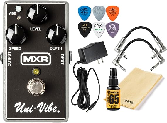 MXR M68 Uni-Vibe Chorus Vibrato Electric Guitar Effects Pedal Stomp Box with Tonebird Bundle Including Dunlop Picks, 9V Power Supply 2 Patch Cables, Dunlop Polish and Cloth