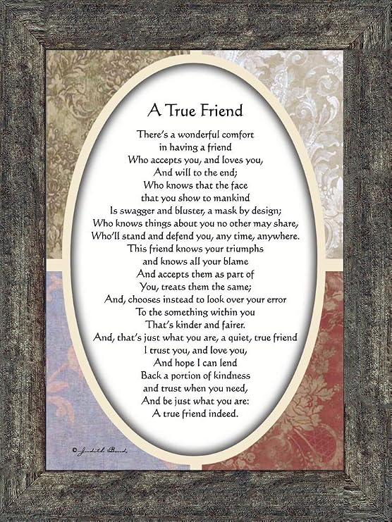 Vintage A True Friend, Poem About True Friendship, 7x9 77933BW