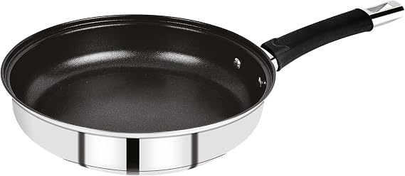 BERGNER Frying Pan - Stainless Steel Non-Stick Frying Pan - Suitable for Induction Cookers - Comfortable Handle - 24cm Pan - Coated