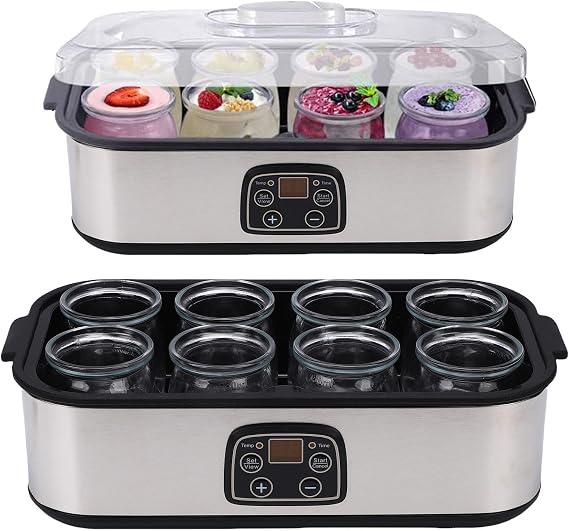 Fabater Yogurt Maker with 8 Glass Jars, Adjustable Temp Control Yoghurt Making Machine, Automatic Electric Probiotic Yogurt Makers for Homemade (2#)