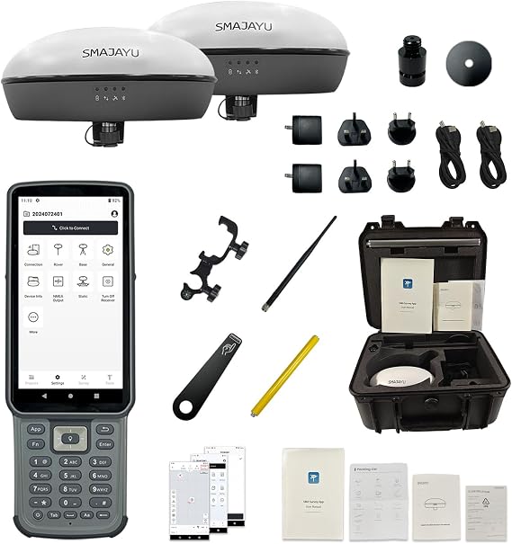 SMA20 RTK 900 MHz GPS Surveying Equipment PPK/IMU/NOAA Calibration-free, Connect with UAV/Drone,GNSS Receiver Rover Base Collector Free Permanent Software 1408 Channelsfor Construction and Engineering